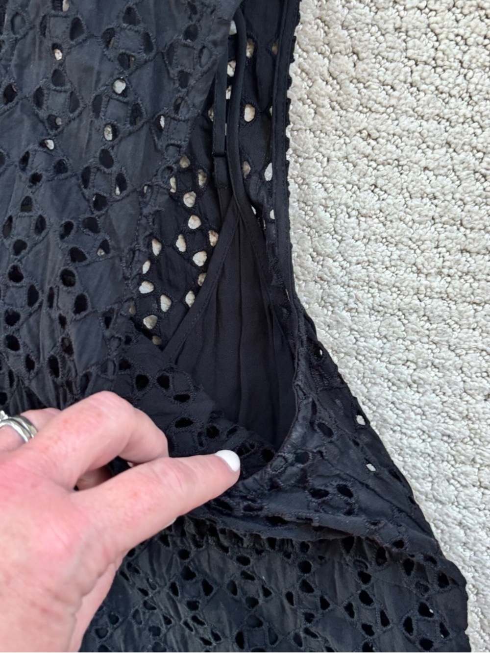 Madewell Black Eyelet Maxi Dress - Sleeveless V-Neck - Picture 4 of 6